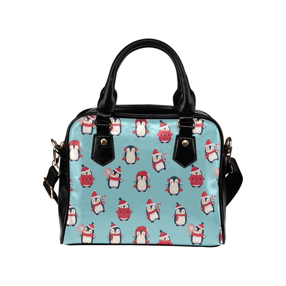 Cute penguin christmas  design pattern Shoulder Handbag