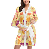 cake cupcake heart cherry pattern Women's Short Kimono Robe