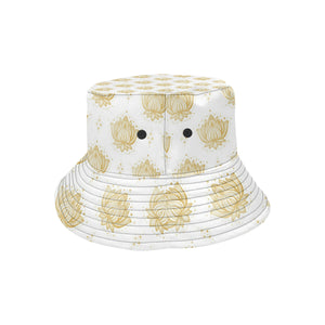 Gold Ornamental lotue waterlily symbol pattern Unisex Bucket Hat