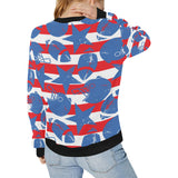 American football ball star stripes pattern Women's Crew Neck Sweatshirt