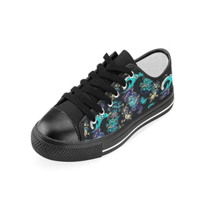 Dragon sea wave pattern Kids' Boys' Girls' Low Top Canvas Shoes Black