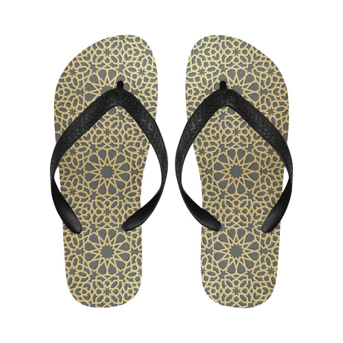 arabic star gold pattern Unisex Flip Flops