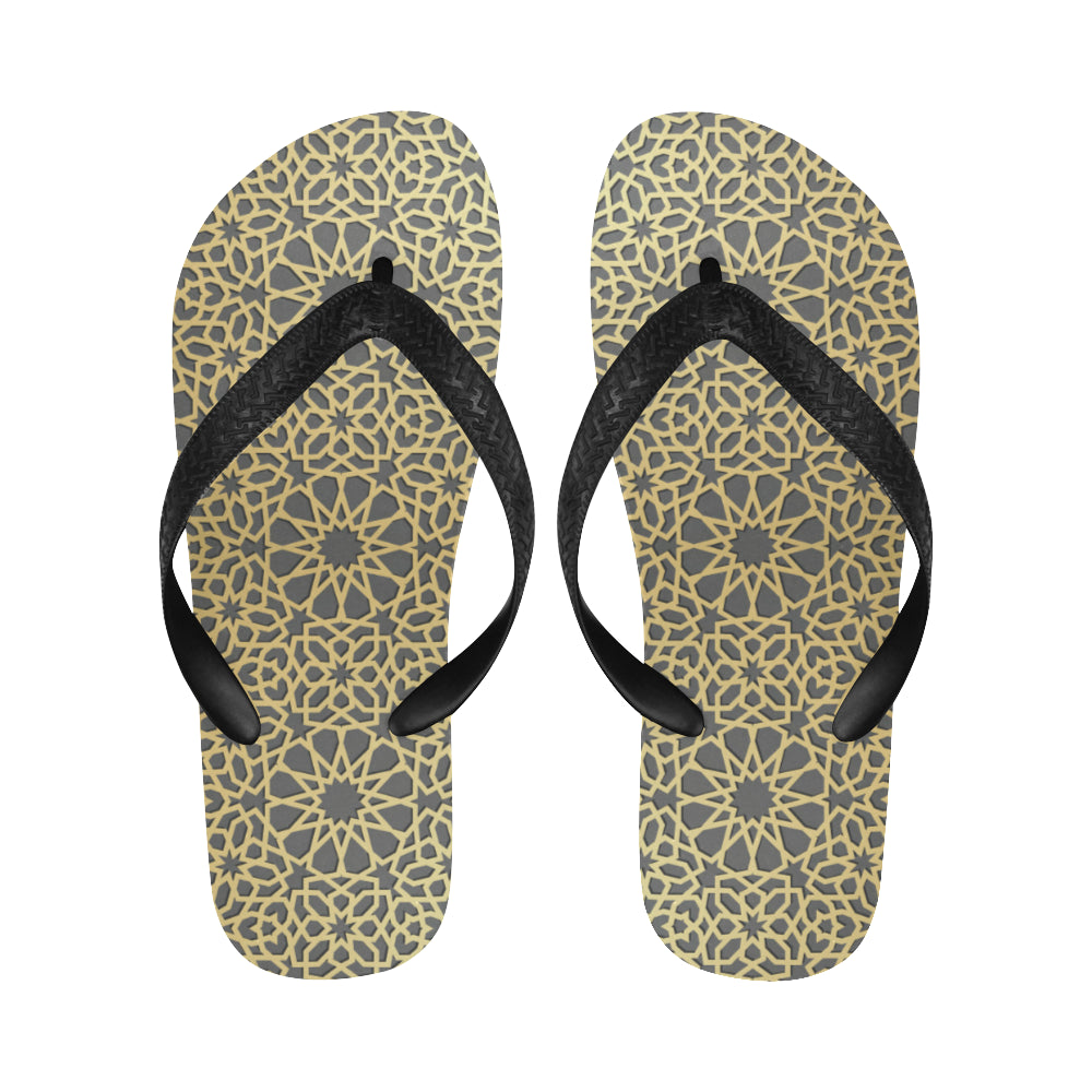 arabic star gold pattern Unisex Flip Flops