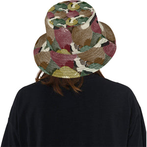 Japanese cranes flying forest dot pattern Unisex Bucket Hat