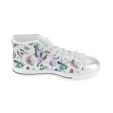 Butterfly pattern Women's High Top Canvas Shoes White