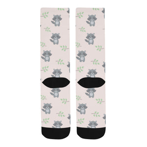 cute raccoons leaves pattern Crew Socks