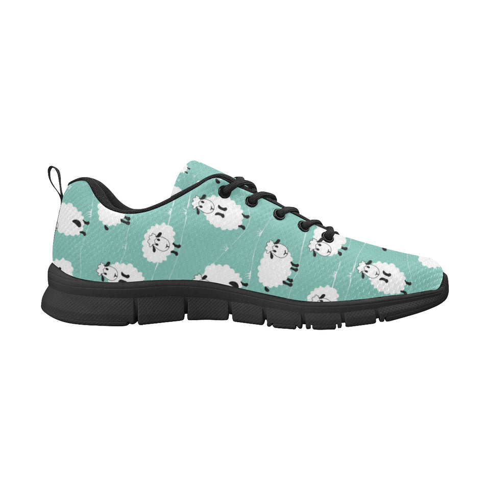 Cute sheep green background Men's Sneaker Shoes