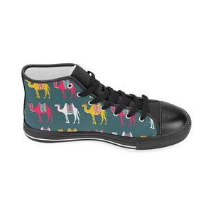Camel pattern Women's High Top Canvas Shoes Black