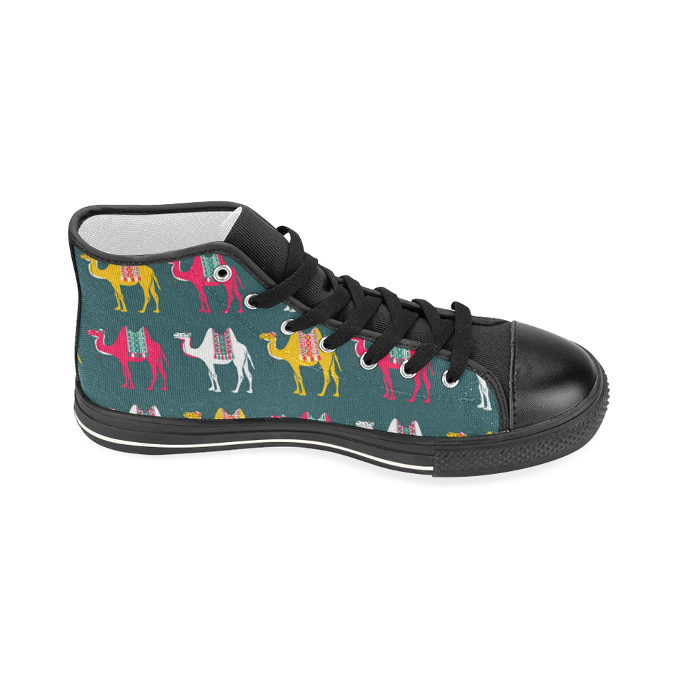 Camel pattern Women's High Top Canvas Shoes Black