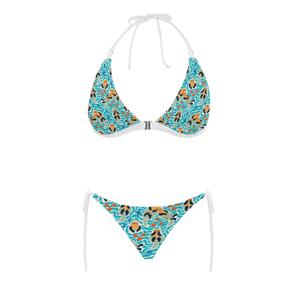 Cute sea otters fishe sea urchin pattern Sexy Bikinis Two-Piece Swimsuits