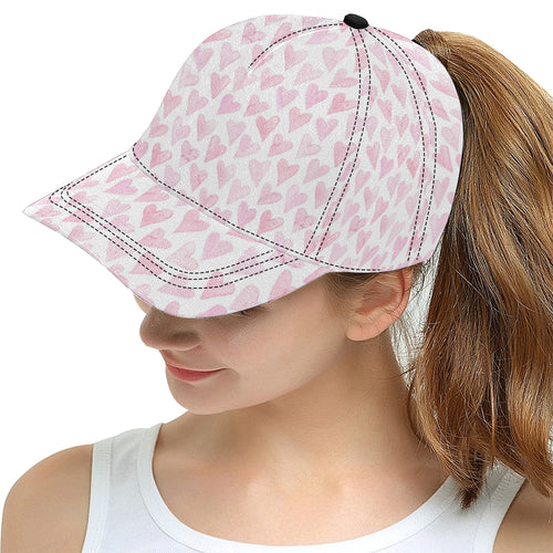 Watercolor pink heart pattern All Over Print Snapback Cap