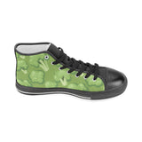 Broccoli pattern green background Men's High Top Canvas Shoes Black