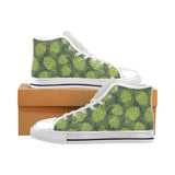 Hop pattern Hop cone background Men's High Top Canvas Shoes White