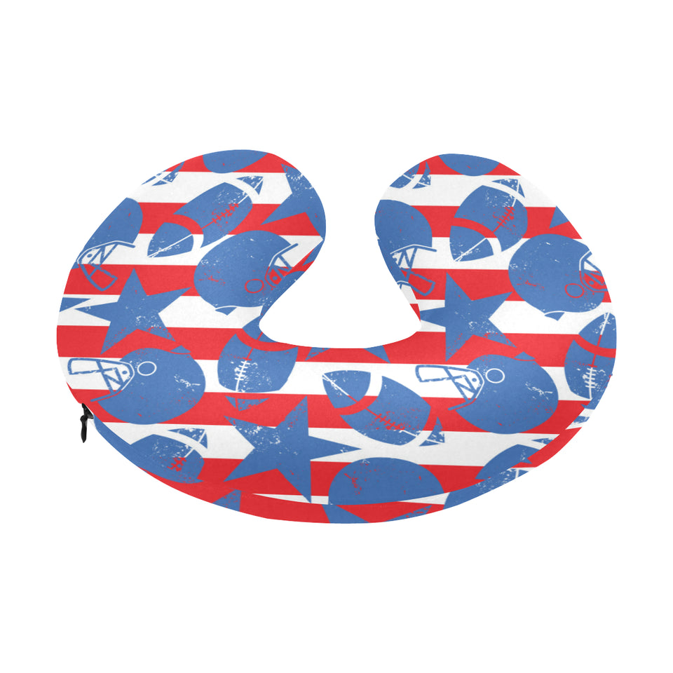 American football ball star stripes pattern U-Shaped Travel Neck Pillow