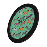 Colorful horses pattern Elegant Black Wall Clock