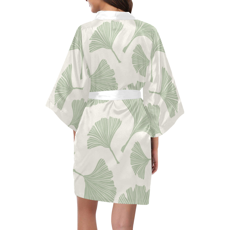 Ginkgo leaves pattern Women's Short Kimono Robe