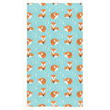 Fox pattern blue b ackground Bath Towel