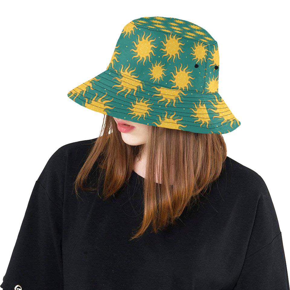 Sun green background Unisex Bucket Hat