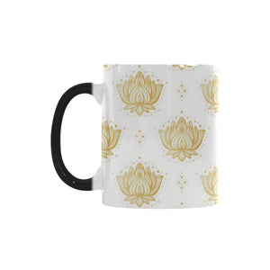 Gold Ornamental lotue waterlily symbol pattern Morphing Mug Heat Changing Mug