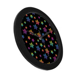 Colorful star pattern Elegant Black Wall Clock