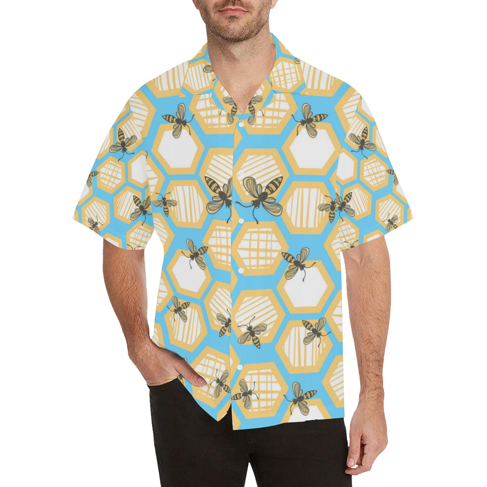 Bee honeycomb pattern Men's All Over Print Hawaiian Shirt