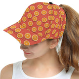 Oranges pattern red background All Over Print Snapback Cap