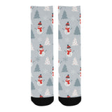 Snowman christmas  tree snow gray background Crew Socks