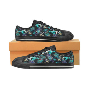 Dragon sea wave pattern Kids' Boys' Girls' Low Top Canvas Shoes Black