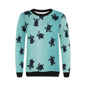 Sea turtle with blue ocean backgroud Women's Crew Neck Sweatshirt