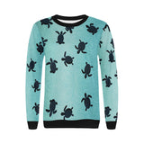 Sea turtle with blue ocean backgroud Women's Crew Neck Sweatshirt