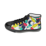 watercolor bowling ball pins Men's High Top Canvas Shoes Black