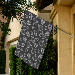 Garlic pattern black background House Flag Garden Flag