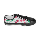 cherry pattern white background Kids' Boys' Girls' Low Top Canvas Shoes Black