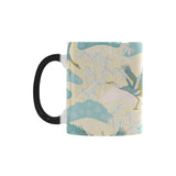 Bonsai bamboo stork japanese pattern cream theme Morphing Mug Heat Changing Mug