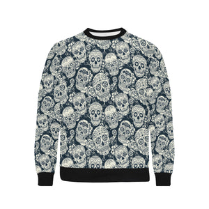 Sugar skull black white pattern Men's Crew Neck Sweatshirt