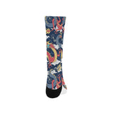 Blue red dragon cloud pattern Crew Socks