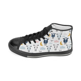 Cute sleeping sheep moon cloud pattern Women's High Top Canvas Shoes Black