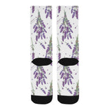 lavender flower design pattern Crew Socks