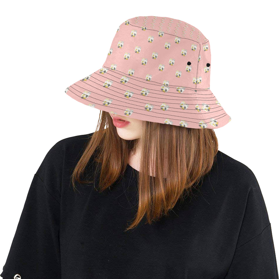 Cute hamster cheese pattern pink background Unisex Bucket Hat