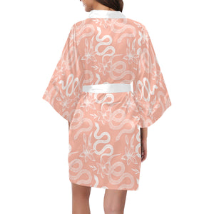 Snake lilies flower pattern Women's Short Kimono Robe