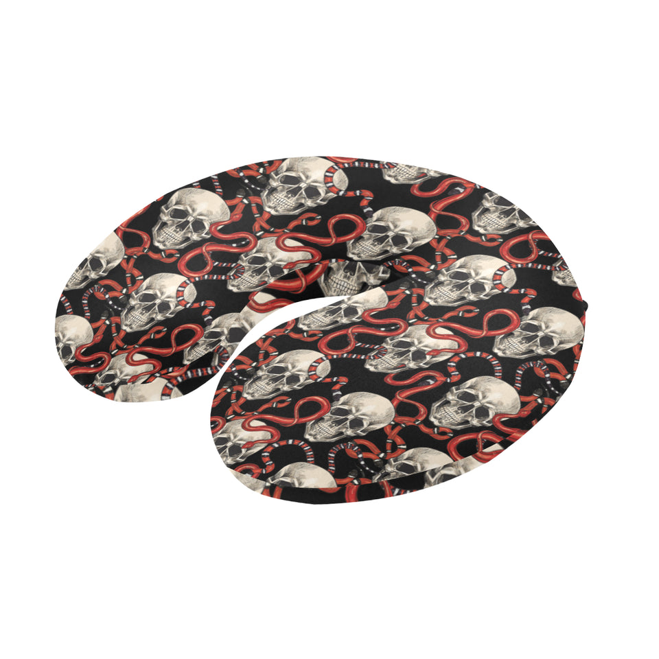 Red snake skull pattern U-Shaped Travel Neck Pillow