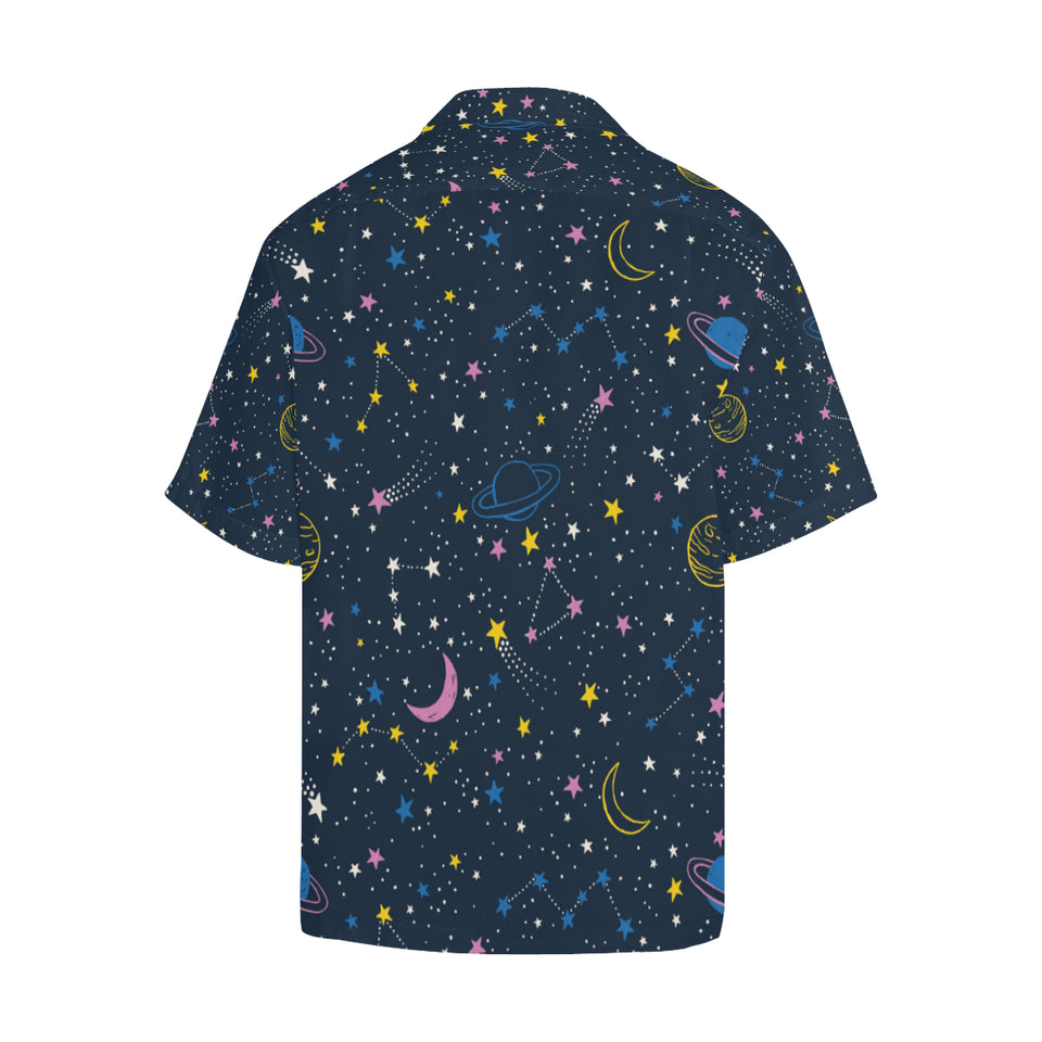 space pattern with planets, comets, constellations Men's All Over Print Hawaiian Shirt
