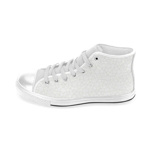 arabic white pattern Men's High Top Canvas Shoes White