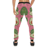 Avocado slices leaves pink back ground Unisex Casual Sweatpants
