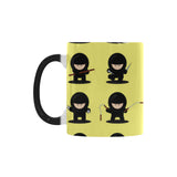 Cute ninja yellow background Morphing Mug Heat Changing Mug