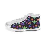 Colorful halloween background Women's High Top Canvas Shoes White
