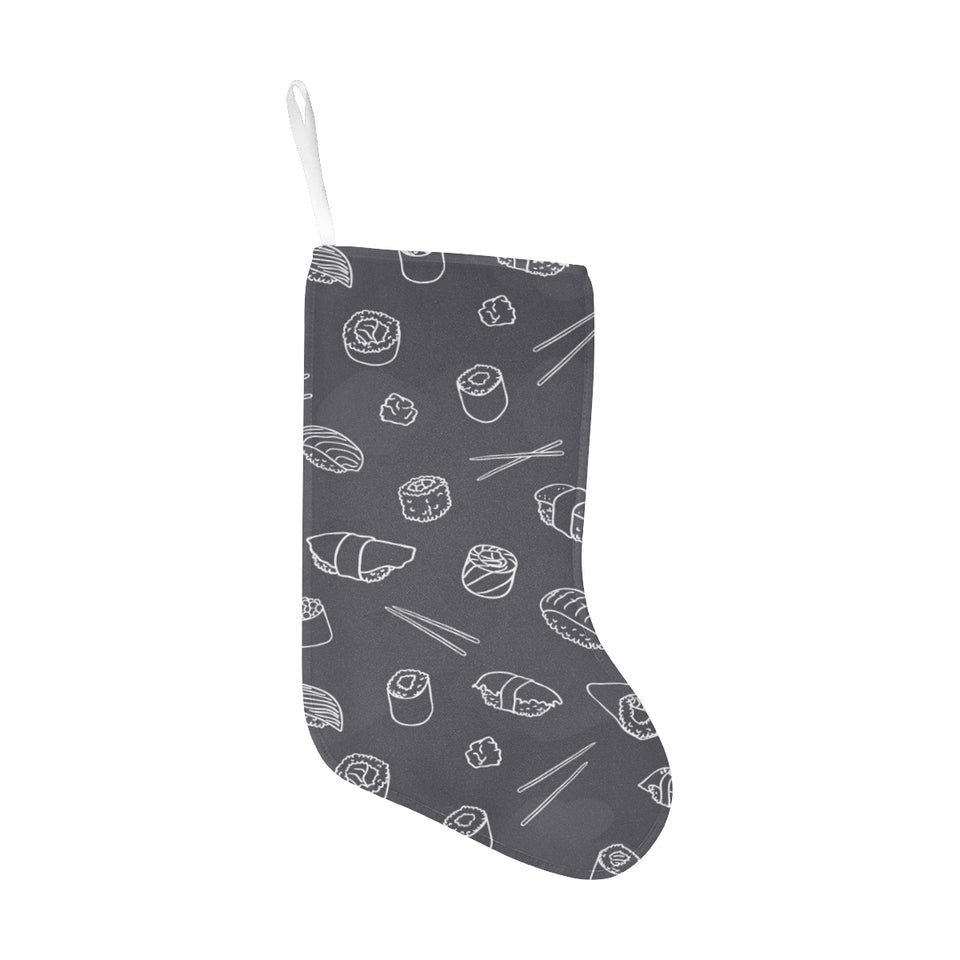 sushi pattern black background Christmas Stocking