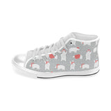 Cute polar bear christmas snow pattern Men's High Top Canvas Shoes White