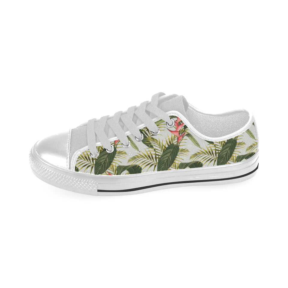 heliconia pattern Men's Low Top Shoes White