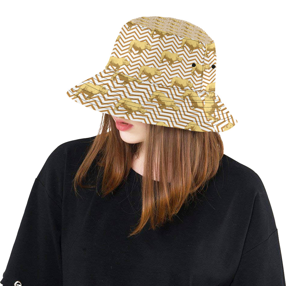 Rhino yellow theme pattern Unisex Bucket Hat